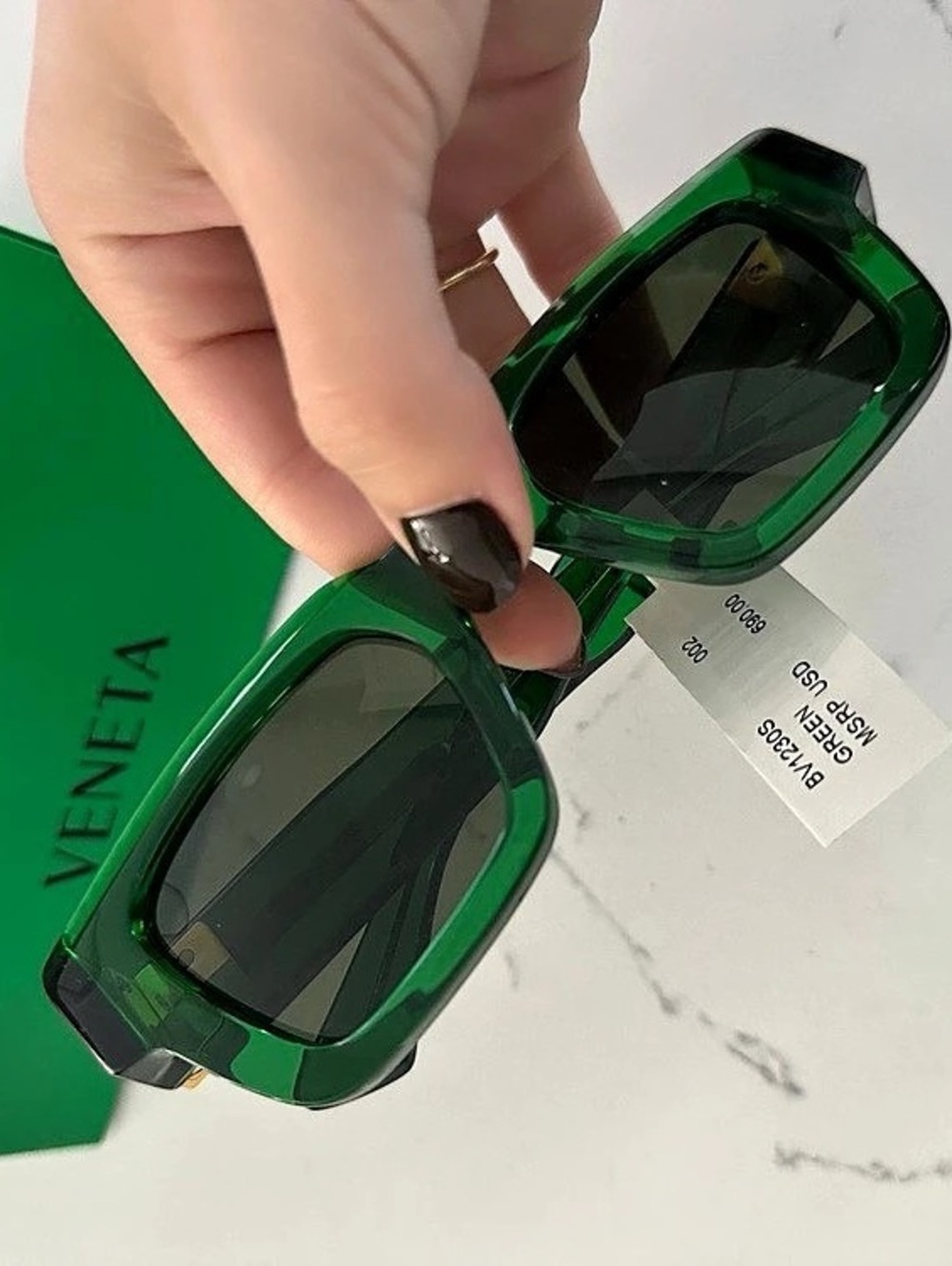 Bottega Veneta BV1230S Square Sunglasses Green Sunglasses NWT